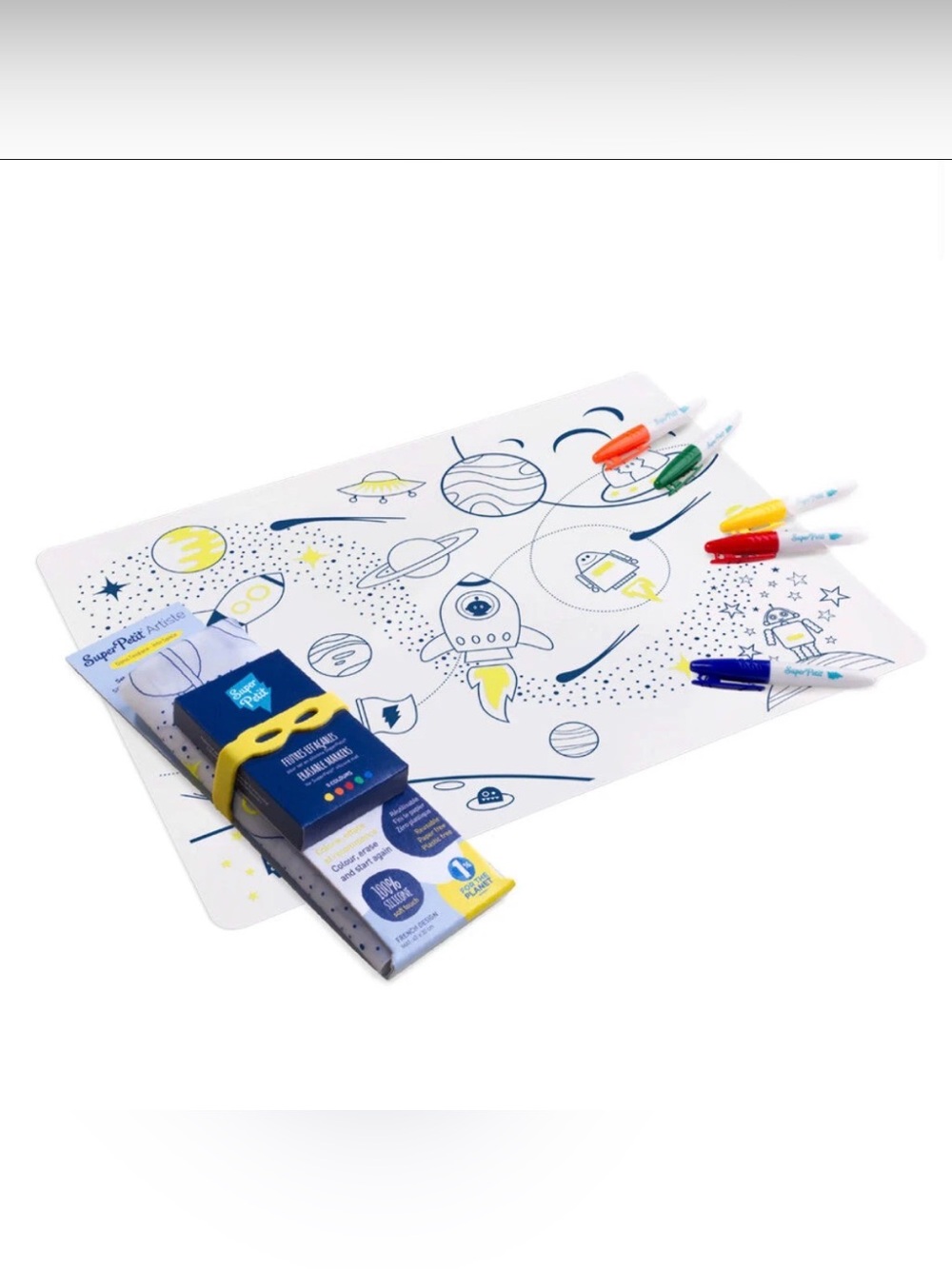 Super Petit Artists - Into Space Silicone Drawing Mat with Markers, NWT